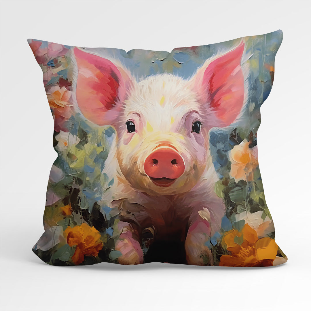 Soft French Velvet Cute Piglet Reversible Handmade Cushion