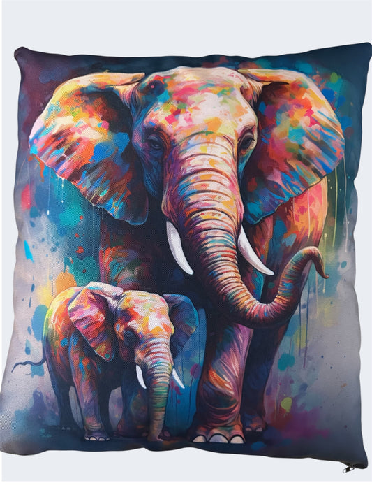 BELLA Easy Wipe: The Elephant & Baby Edition Water Resistant Handmade Cushion