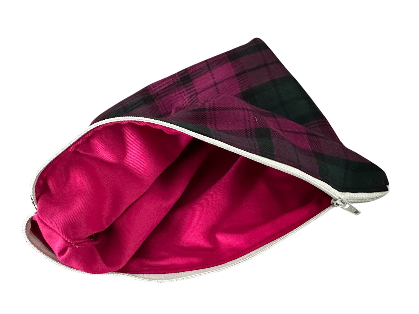 Handmade Purple Tartan Beauty: The Medium Cotton Makeup Bag