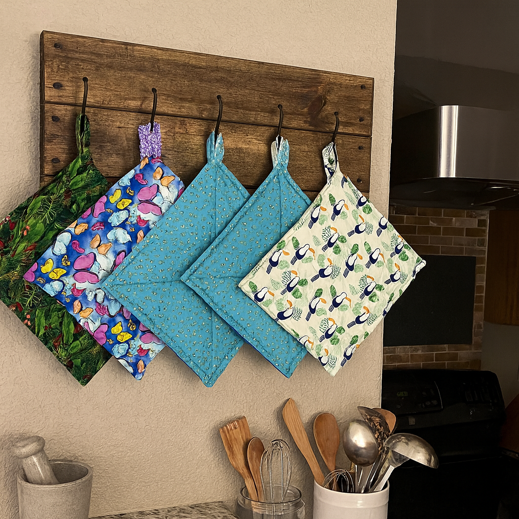 Colourful Handmade Pot Stands Large with Hanging Tab